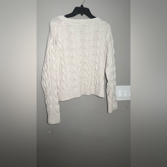 Free People Cream V-Neck Cable Knit Sweater - Picture 9 of 9